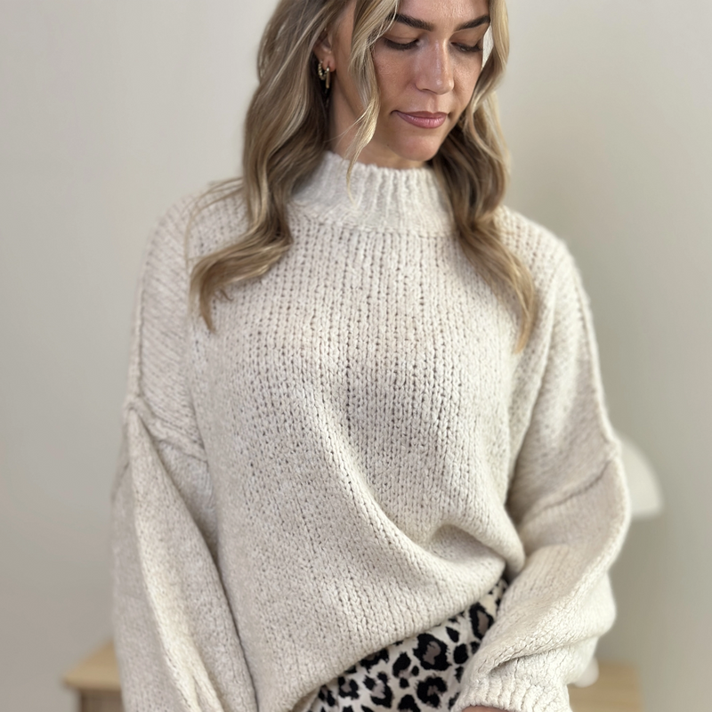 BORA-DARIA Strickpullover beige & burgunder
