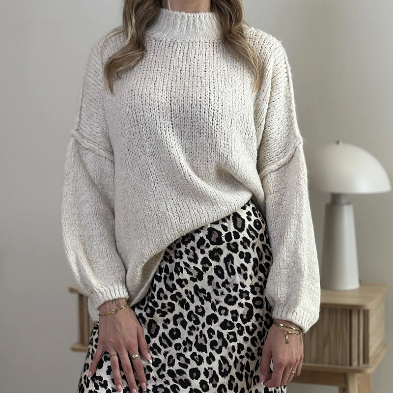 BORA-DARIA Strickpullover beige & burgunder