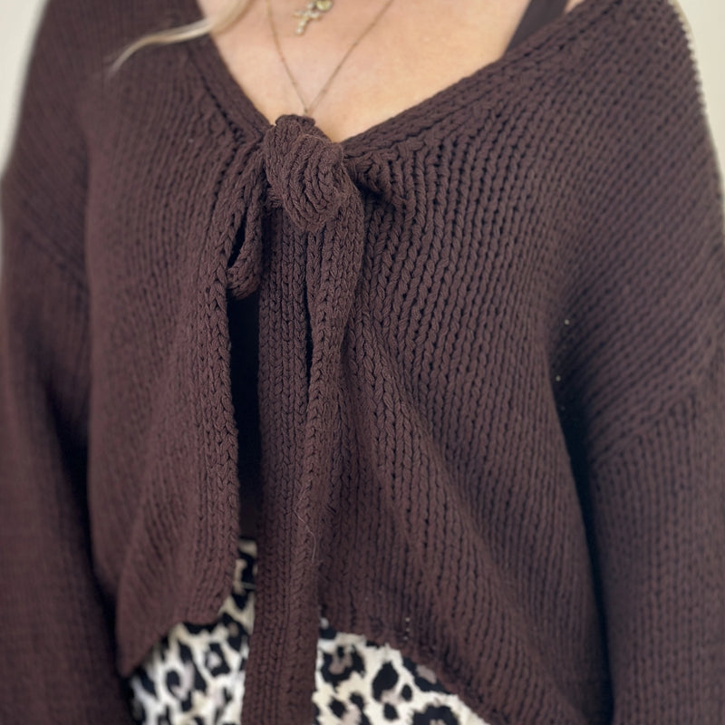 BORA-SENA Strickcardigan zum Binden beige & braun