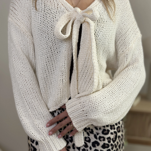 BORA-SENA Strickcardigan zum Binden beige & braun