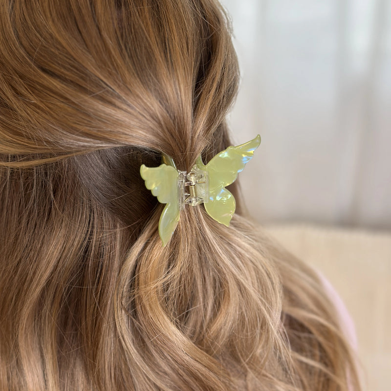 AVA-FAY – Schmetterlings-Haarspange in rosa, perlmutt & grün