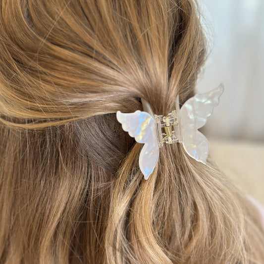 AVA-FAY – Schmetterlings-Haarspange in rosa, perlmutt & grün