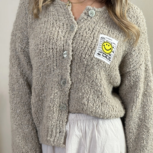 BORA-JASINA Cardigan mit Smileypatch