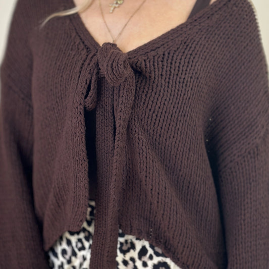 BORA-SENA Strickcardigan zum Binden beige & braun