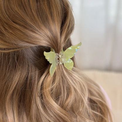 AVA-FAY – Schmetterlings-Haarspange in rosa, perlmutt & grün