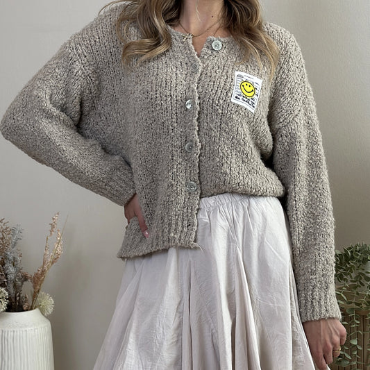 BORA-JASINA Cardigan mit Smileypatch